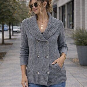Talula by Aritzia XS Gray Double-Buttoned LambsWool/Cashmere blended Cardigan